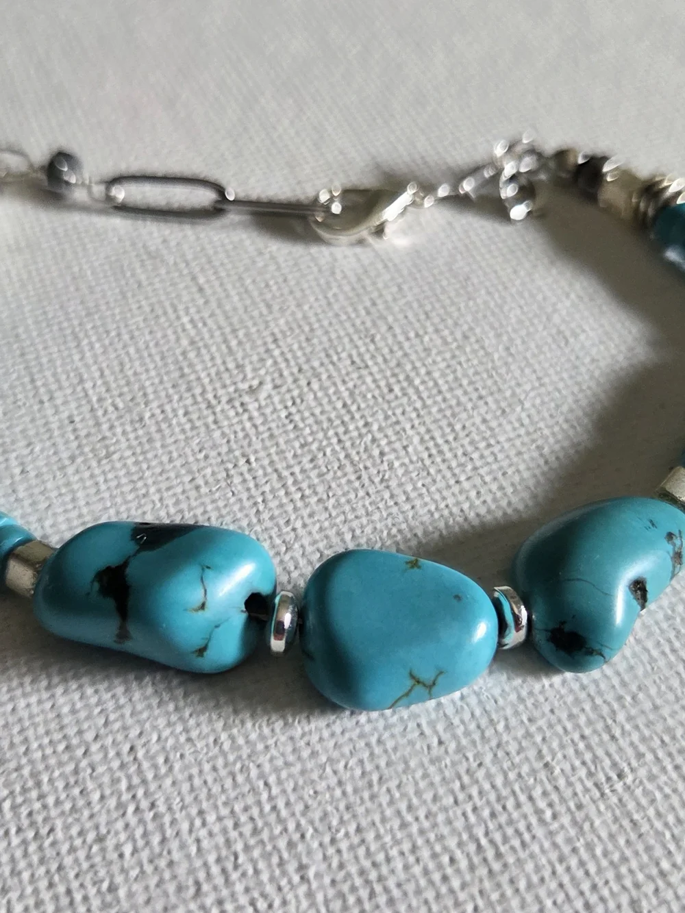 Turquoise Beaded Women's Bracelet with Silver Charm